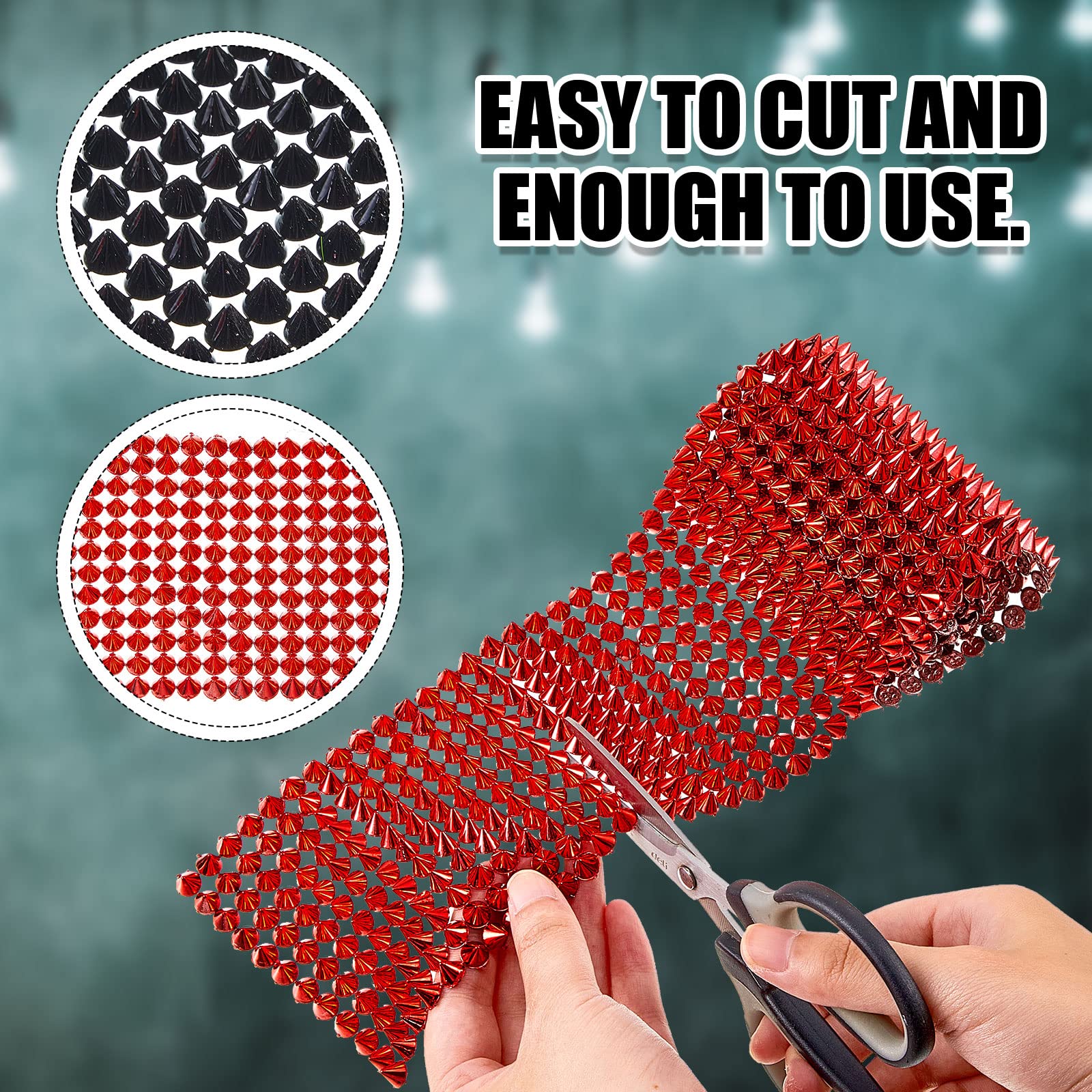 Juexica 2 Yards Sew Stitch on Spike Studs Cone Flatback Spikes for Halloween
