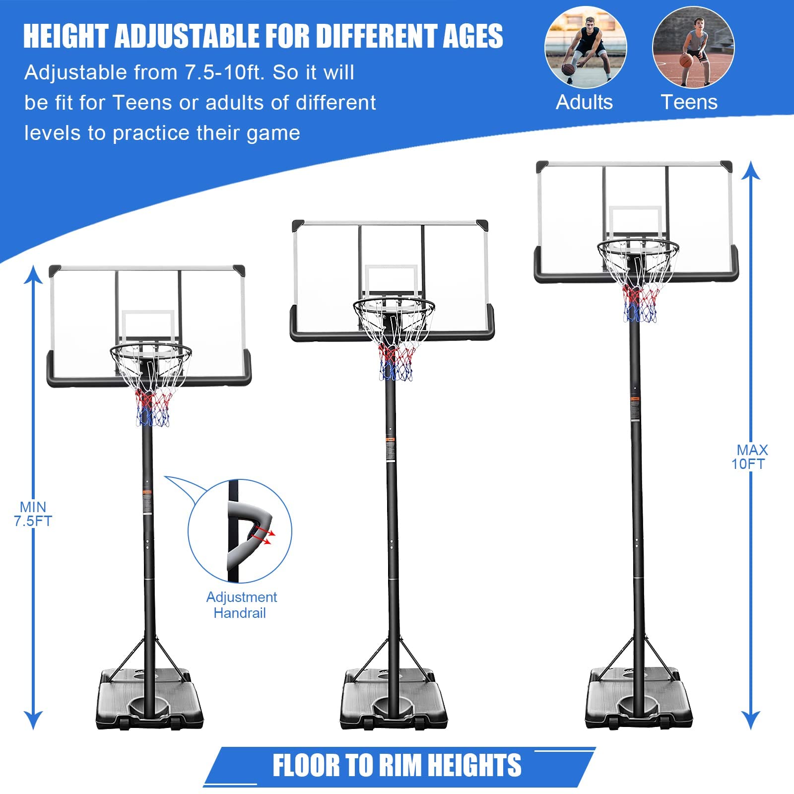 Vitalmeter Basketball Goal Hoop Portable Basketball