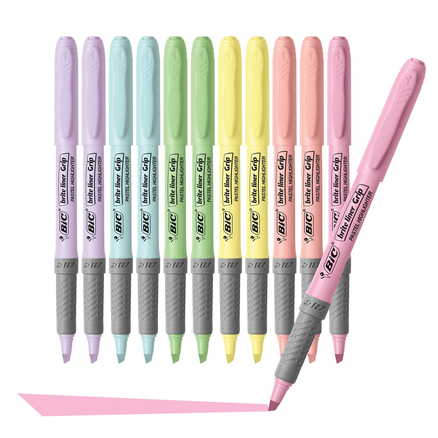 BIC Brite Liner Grip Pastel Highlighter Set, Chisel Tip