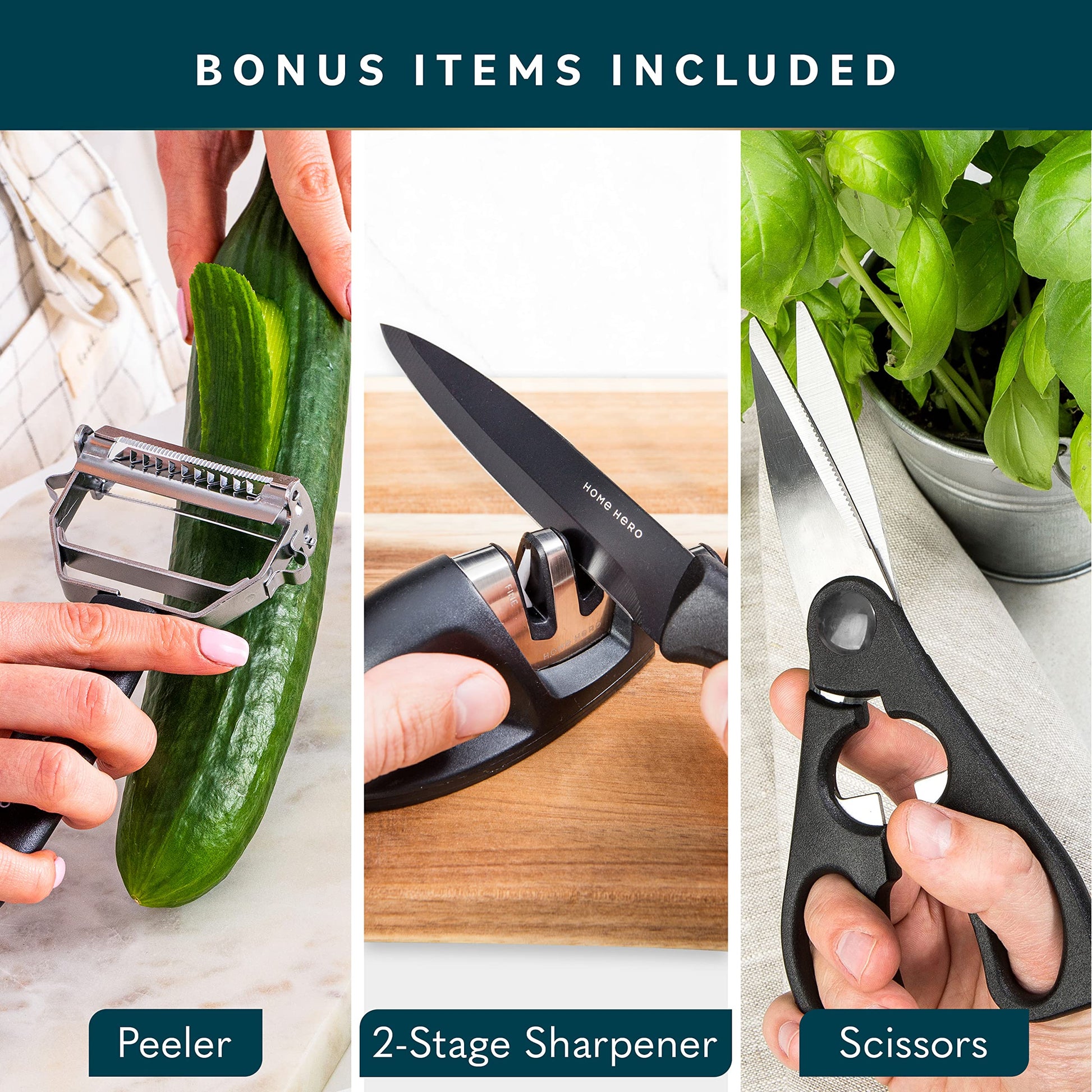 Home Hero Kitchen Knife Set, Steak Knife Set & Kitchen Utility Knives
