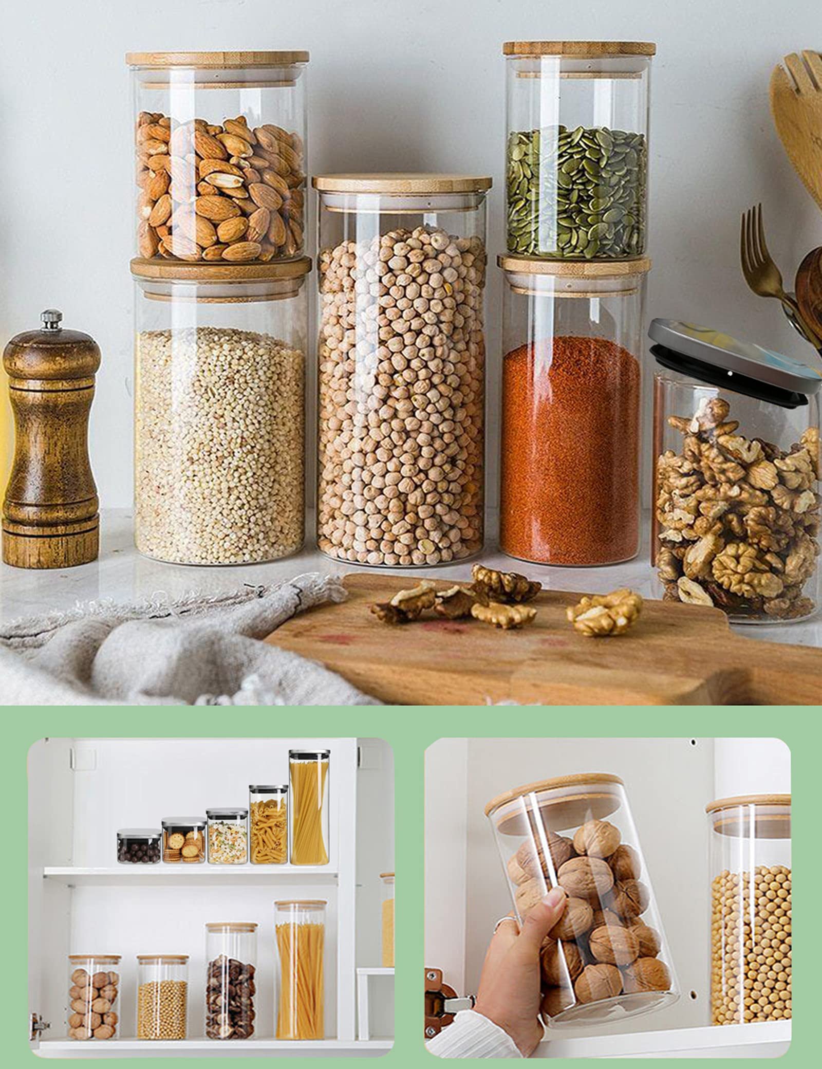Emica Home Glass Storage Jars, Glass Kitchen Canisters Sets