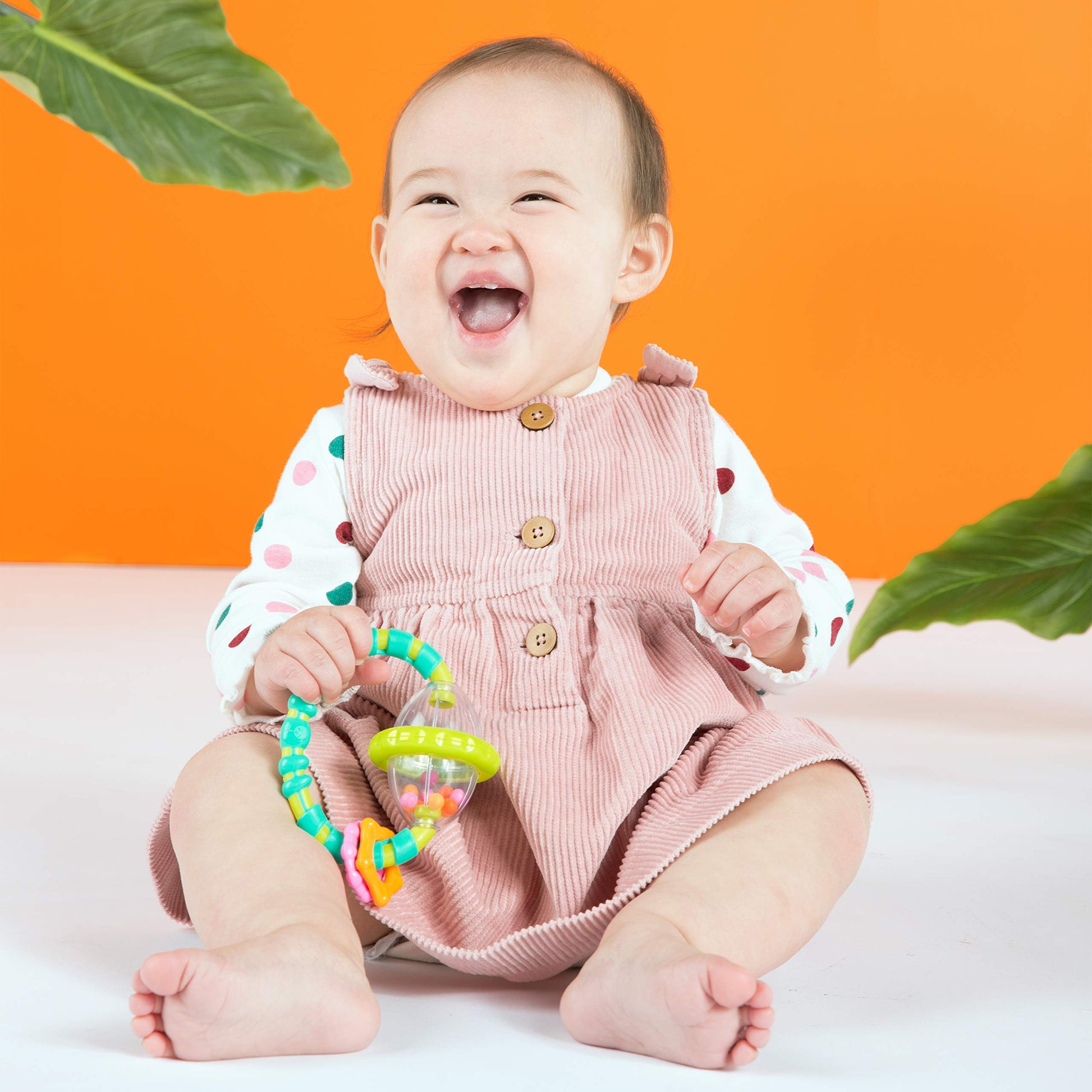 Bright Starts Grab and Spin Baby Rattle and BPA-free Teether Toy