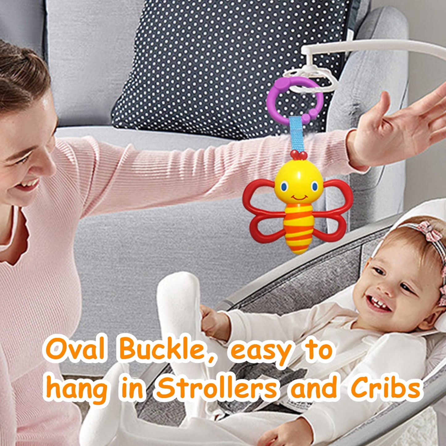 YUNLOVXEE Baby Toys, Cartoon Animal Hanging Rattle Toy