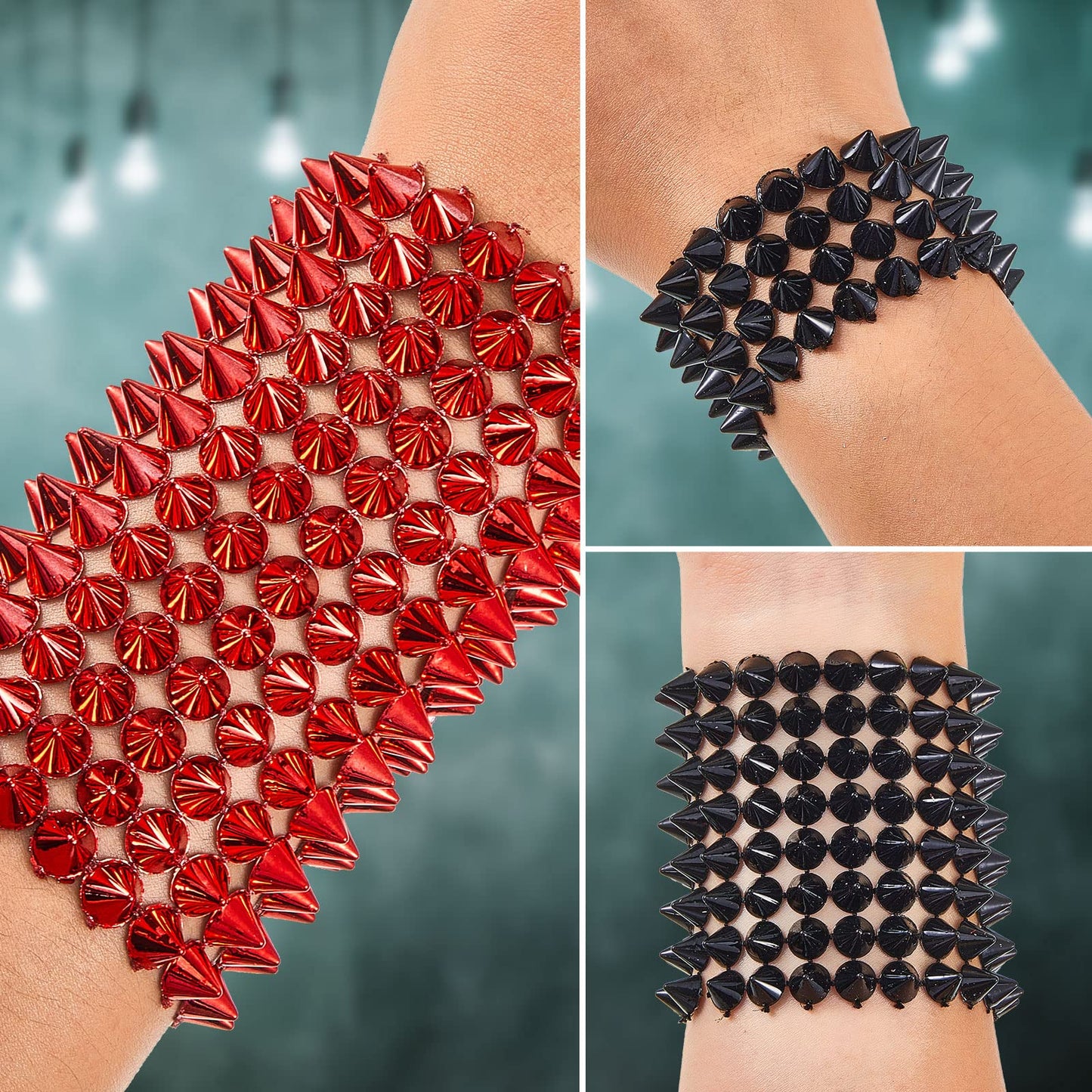 Juexica 2 Yards Sew Stitch on Spike Studs Cone Flatback Spikes for Halloween
