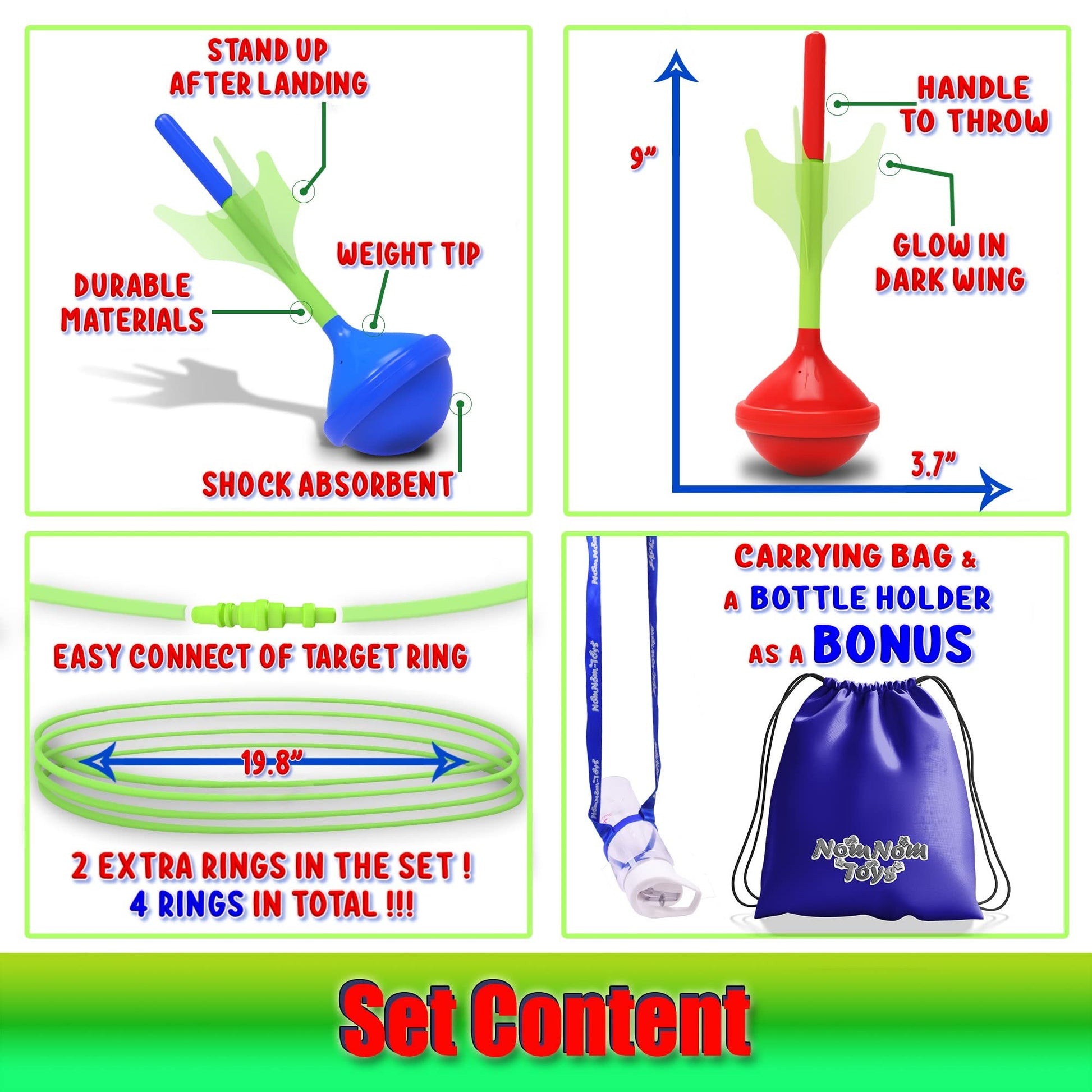 NOMNOM TOYS, Glow in The Dark Lawn Darts Game