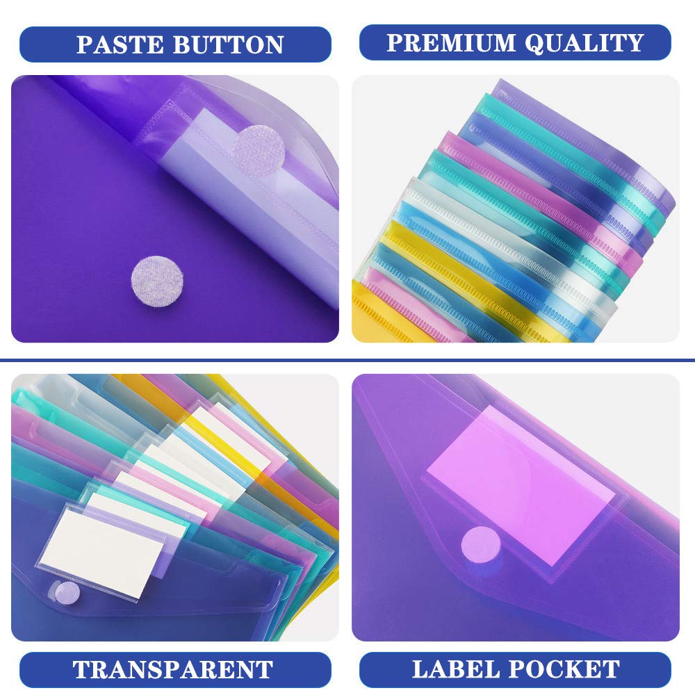 OUTYLTS 11 Pack Plastic Poly Filing Envelopes