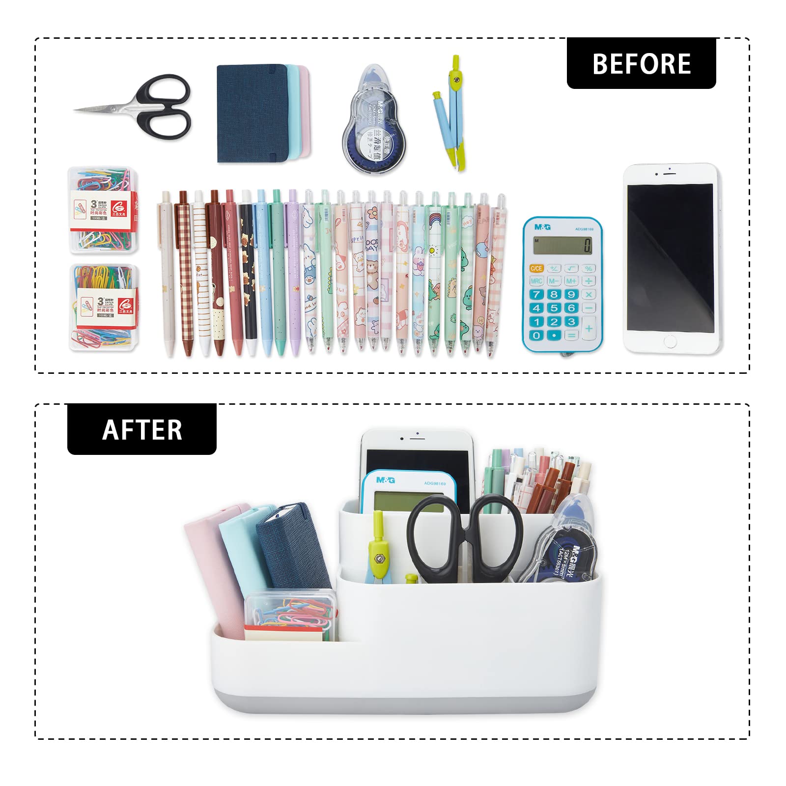 LETURE Desktop Storage Organizer, Pen Pencil Card Holder Box