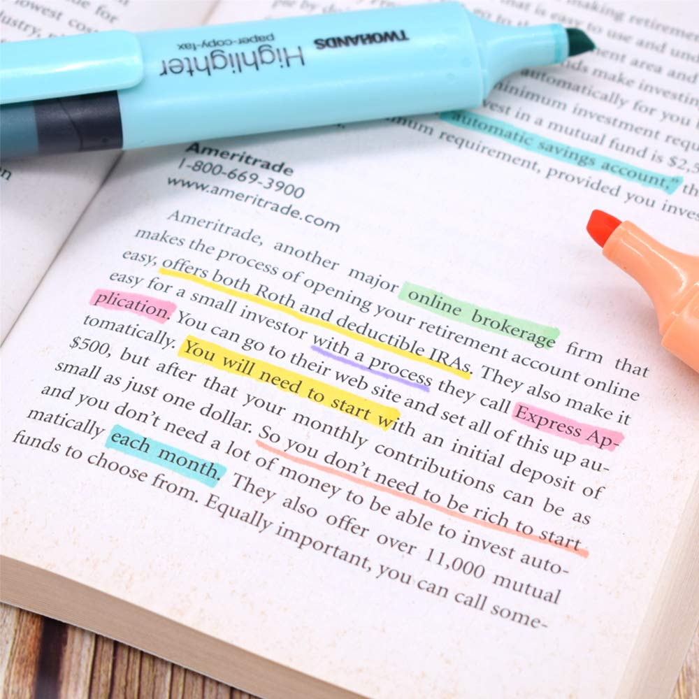 TWOHANDS Highlighter,Chisel Tip Marker Pen