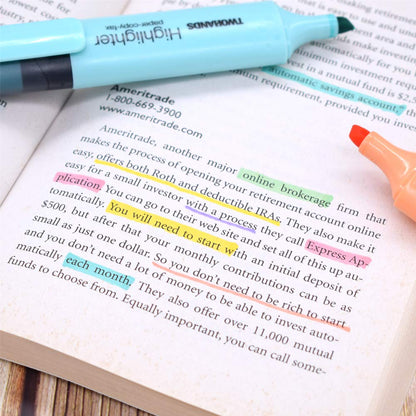 TWOHANDS Highlighter,Chisel Tip Marker Pen