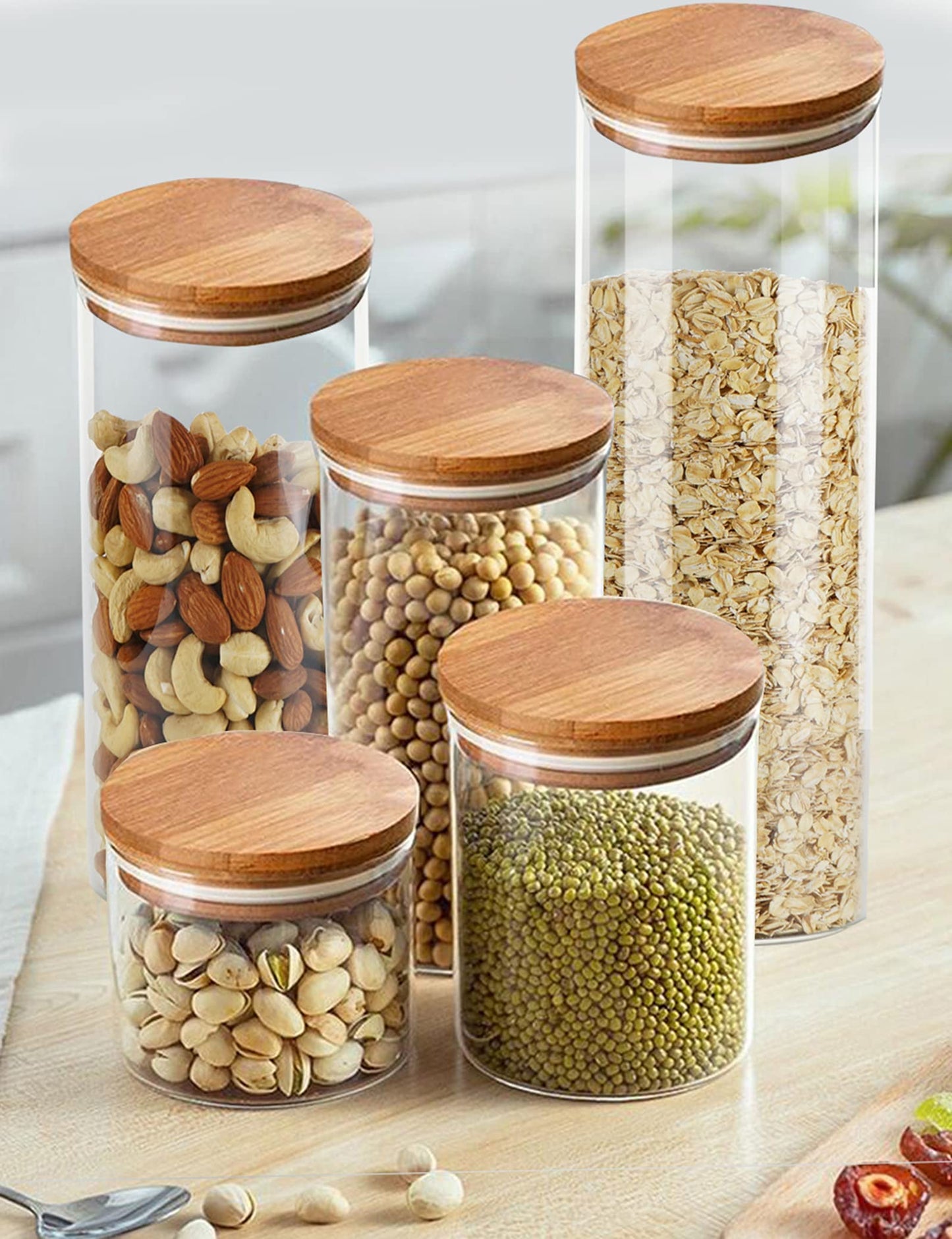 Emica Home Glass Storage Jars, Glass Kitchen Canisters Sets