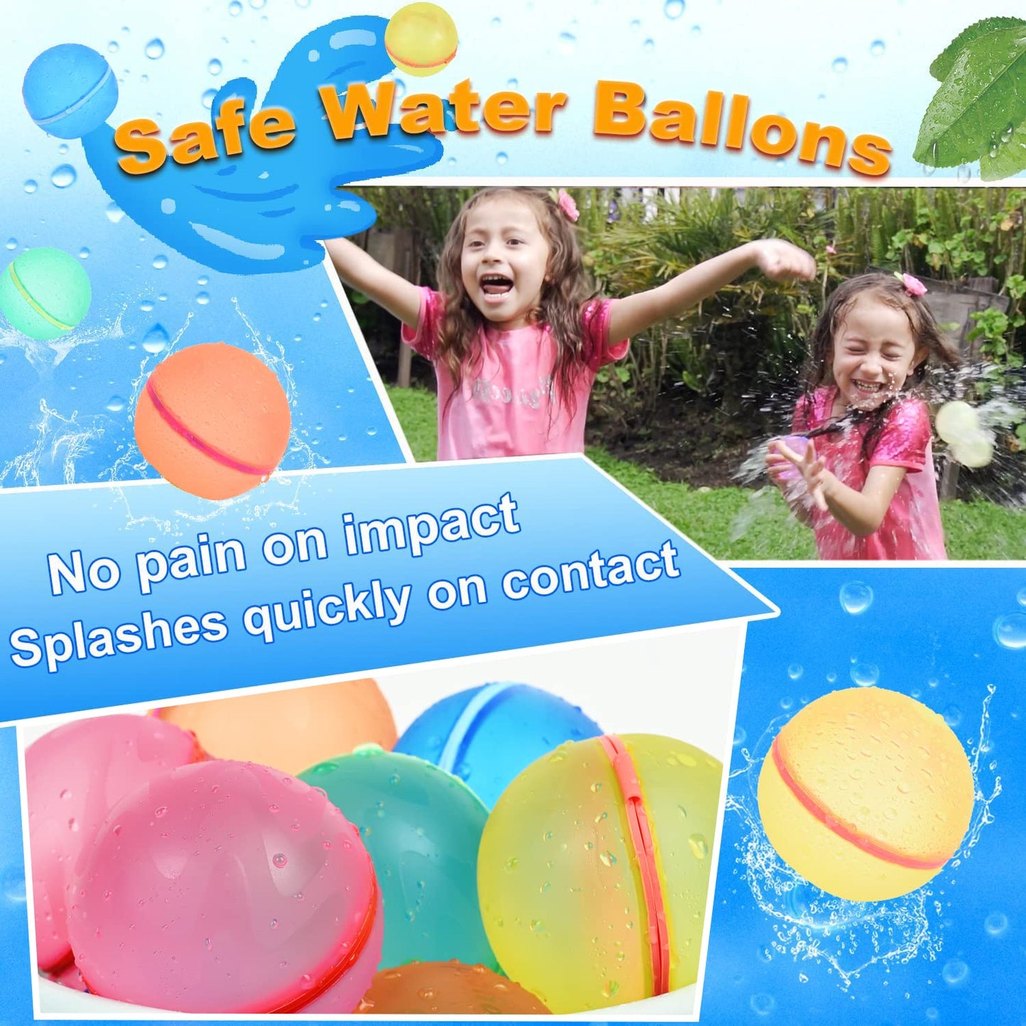 Reusable Water Balloons, Self-Sealing Refillable Water Balloons