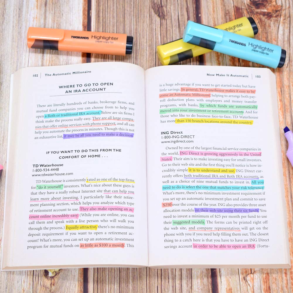 TWOHANDS Highlighter,Chisel Tip Marker Pen