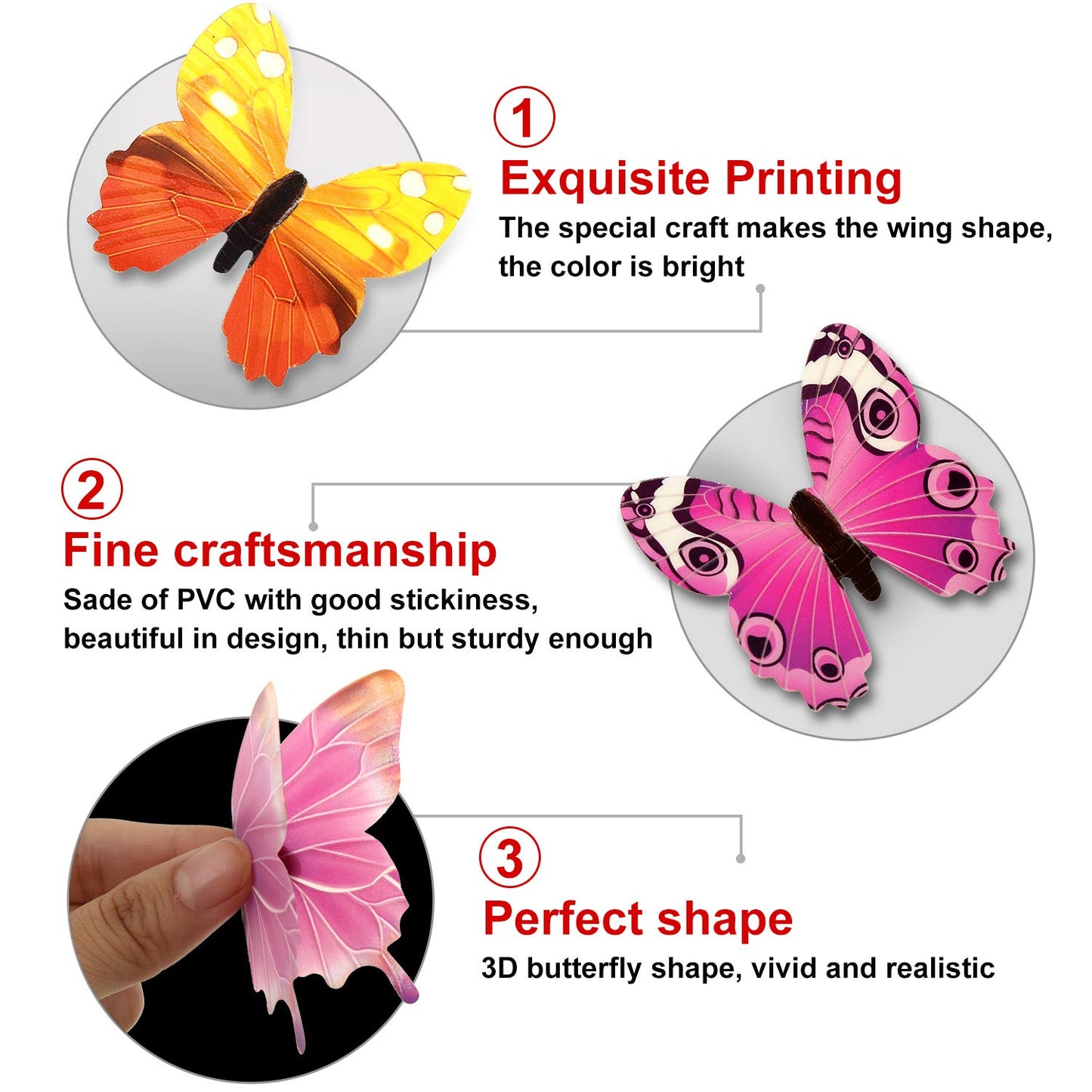 96 Pieces Glow in The Dark Luminous 3D Butterfly Wall Decals Decor