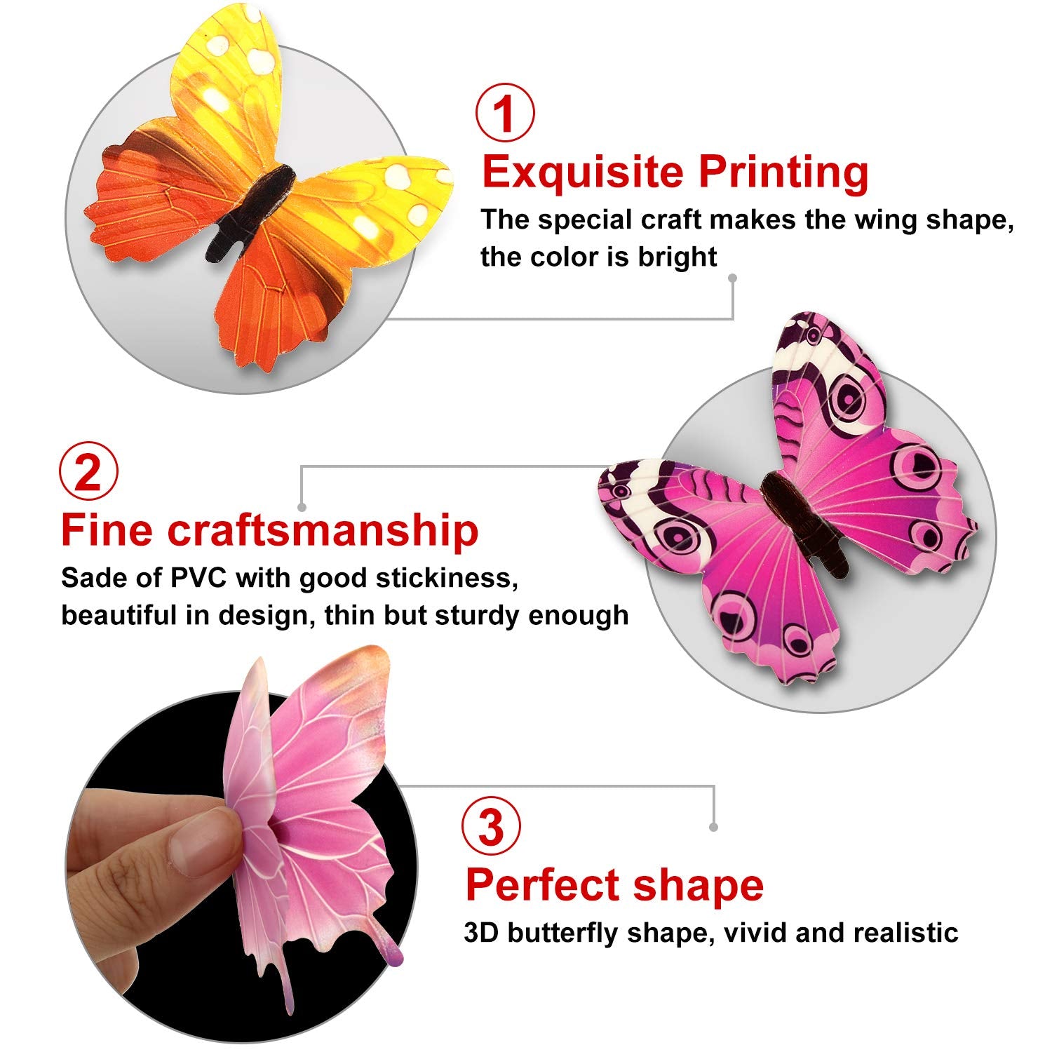 96 Pieces Glow in The Dark Luminous 3D Butterfly Wall Decals Decor