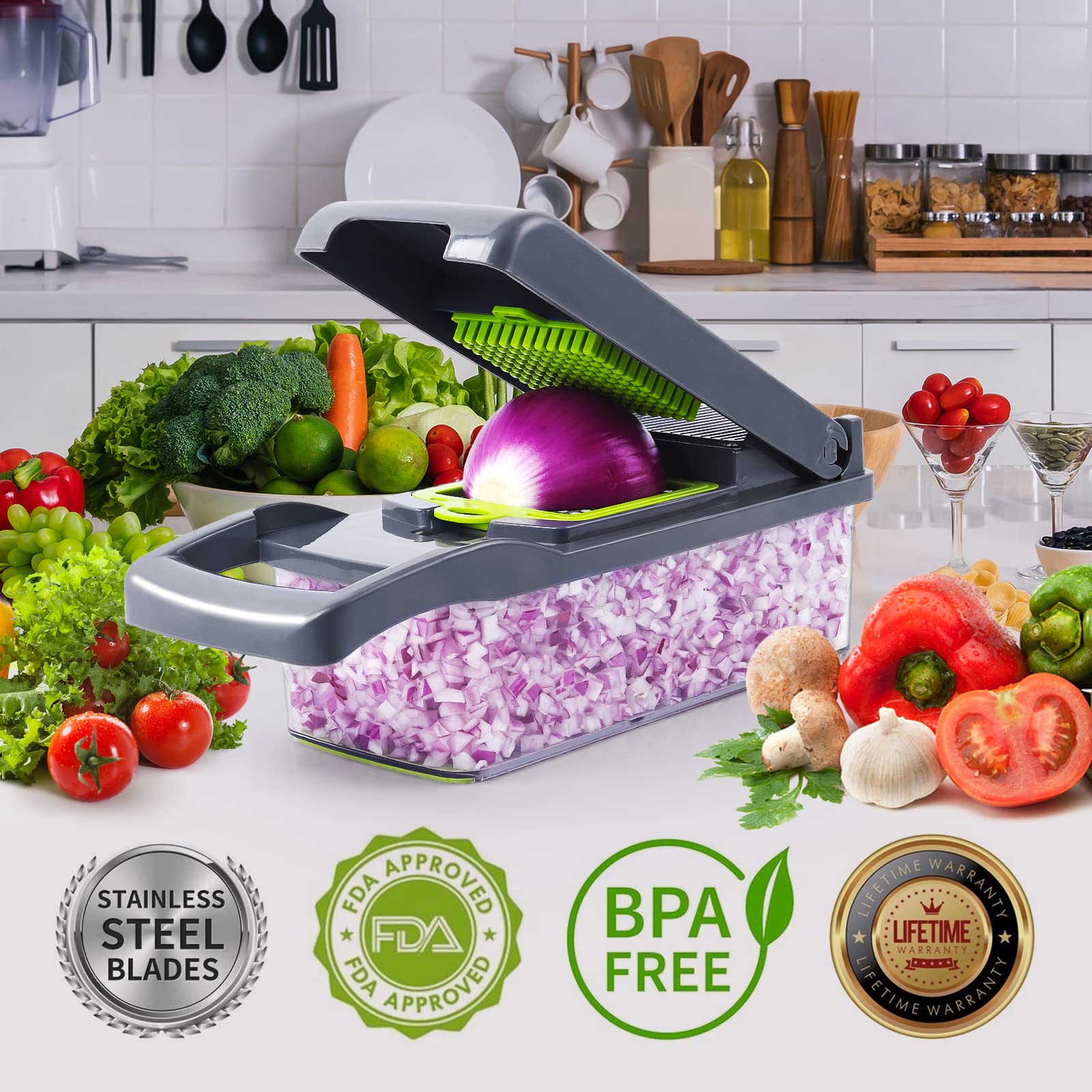 Vegetable Chopper. Multifunctional Food Chopper 12 In 1 Food Chopper