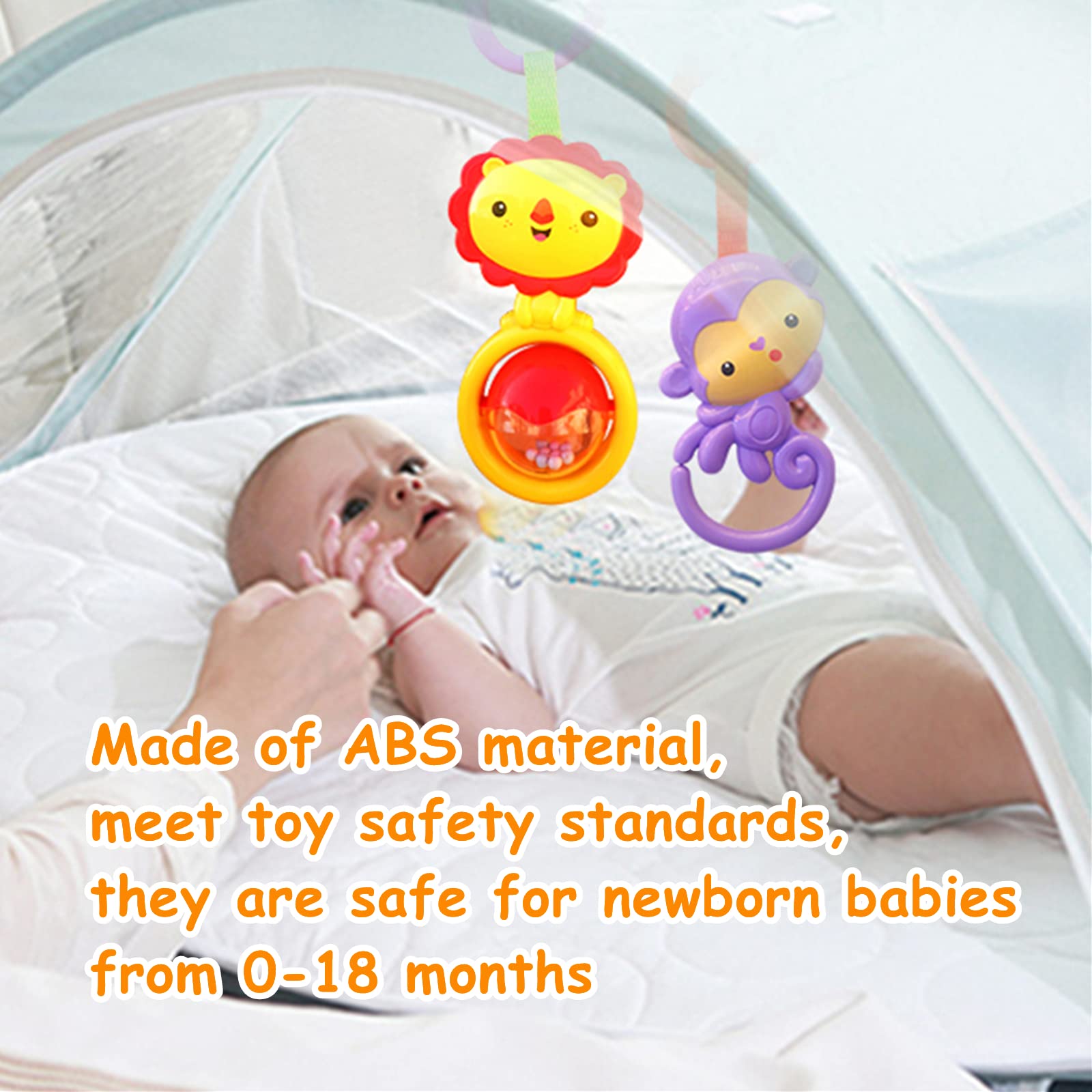 YUNLOVXEE Baby Toys, Cartoon Animal Hanging Rattle Toy