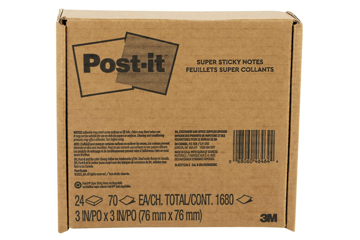 Post-it Super Sticky Notes, 3×3 in, 24 Pads/Pack, 70 Sheets/Pad