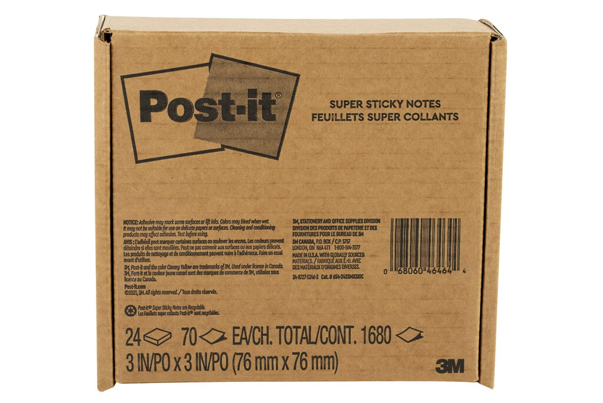 Post-it Super Sticky Notes, 3×3 in, 24 Pads/Pack, 70 Sheets/Pad