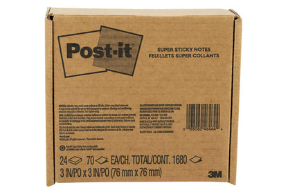 Post-it Super Sticky Notes, 3×3 in, 24 Pads/Pack, 70 Sheets/Pad