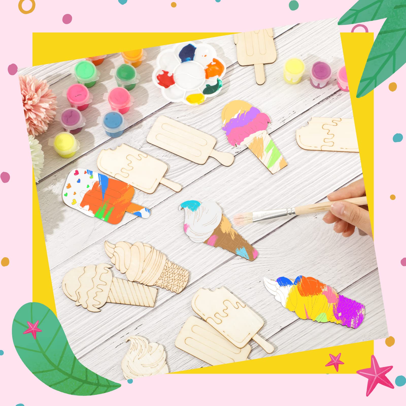 Unfinished Ice Cream Wood Cutouts Summer