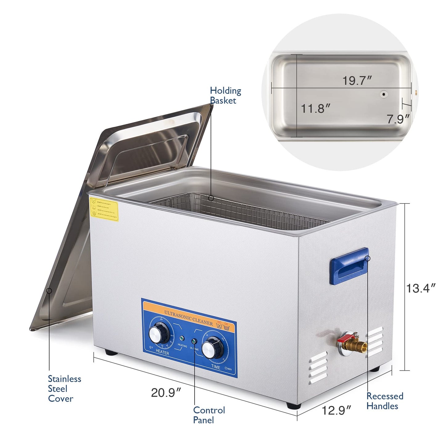 CREWORKS Ultrasonic Cleaner with Heater and Timer