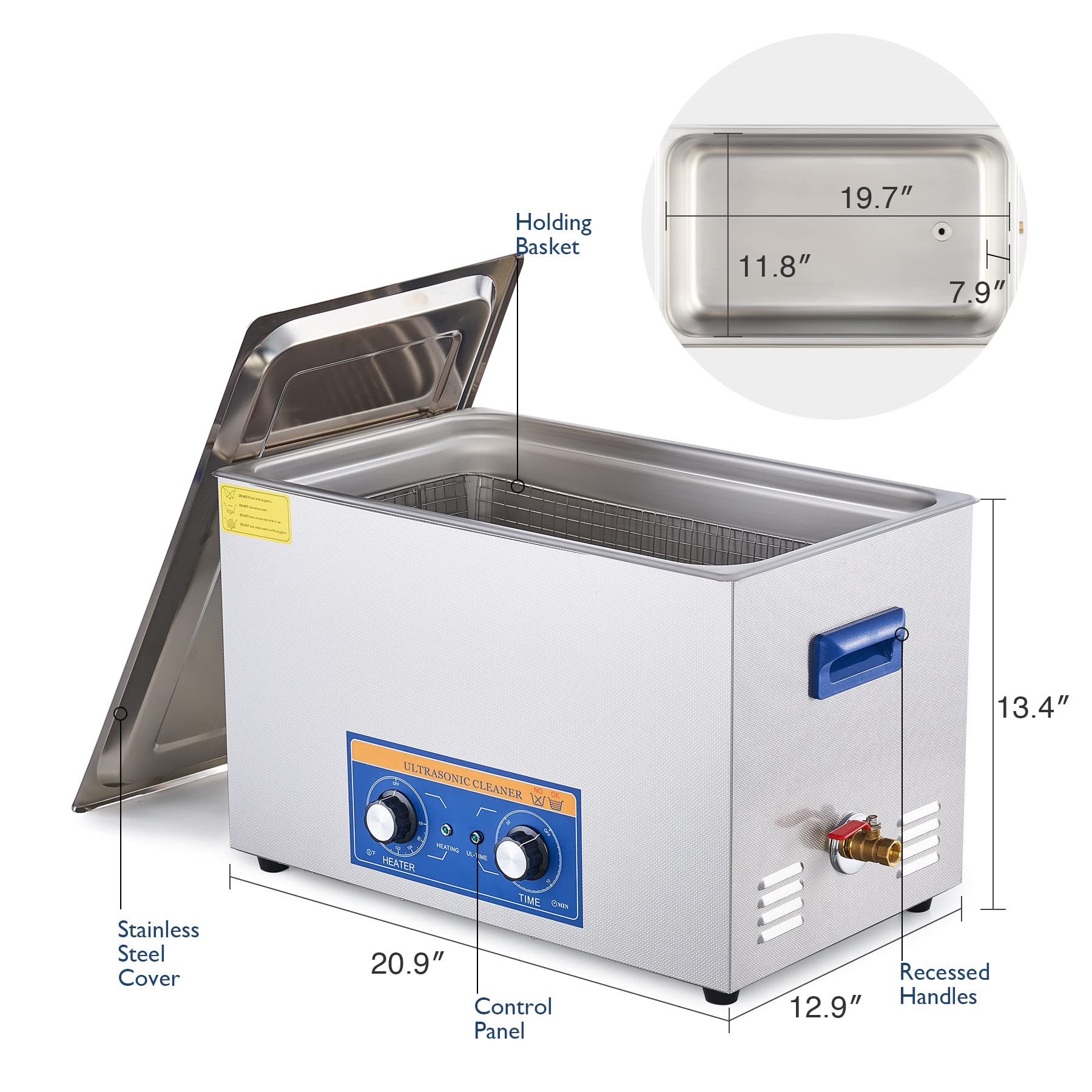 CREWORKS Ultrasonic Cleaner with Heater and Timer