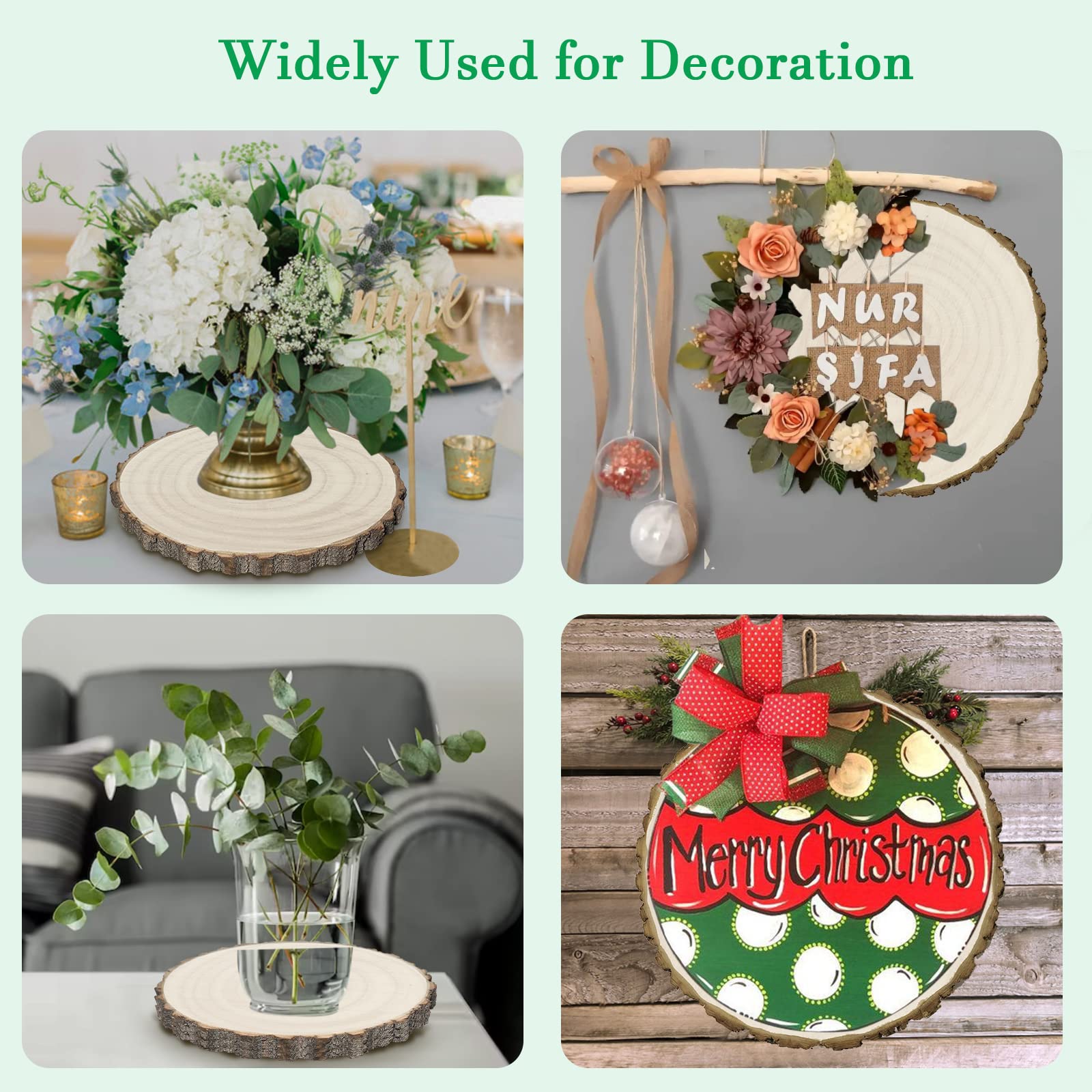 Wood Slices 6 Pcs Wood Rounds 10"-12 Inch