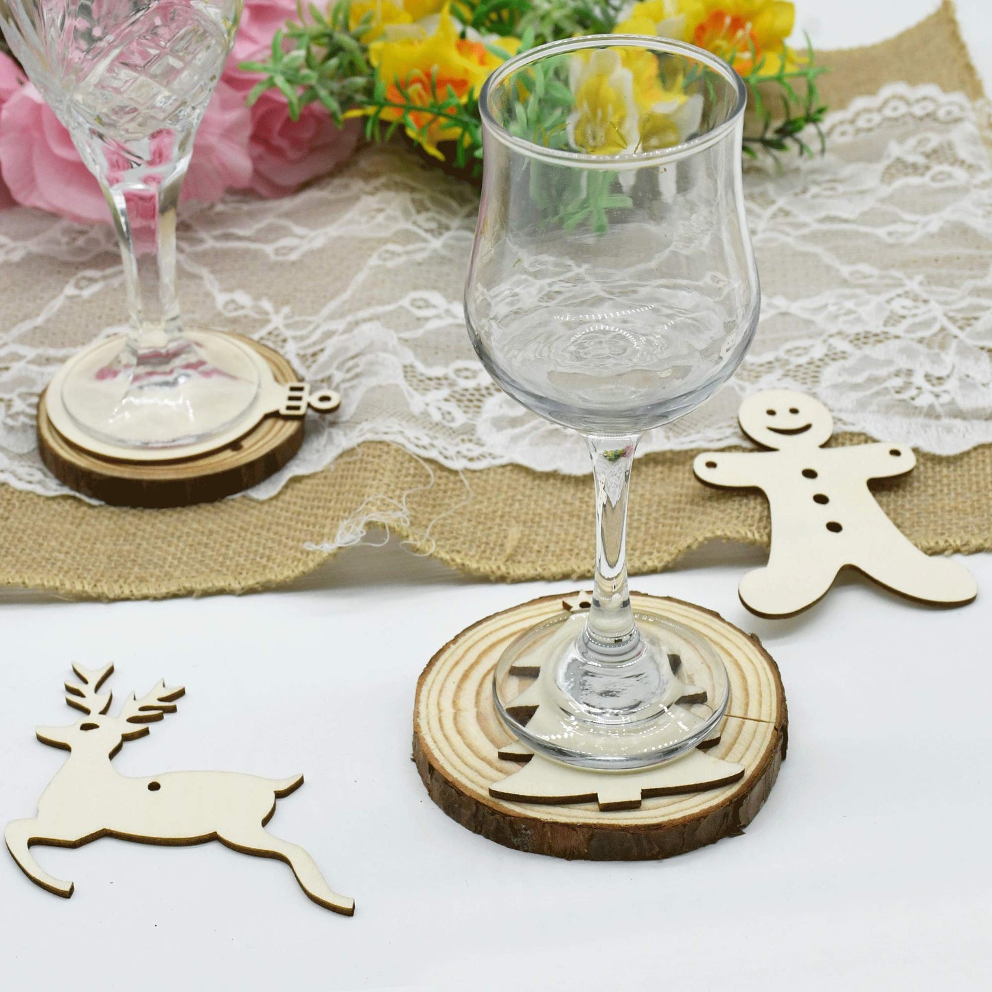 YuQi 30PCS Christmas Tree Wooden Hanging Ornaments Kits