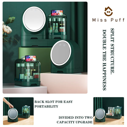 Miss Puff Makeup Organizer with LED Mirror and Fan