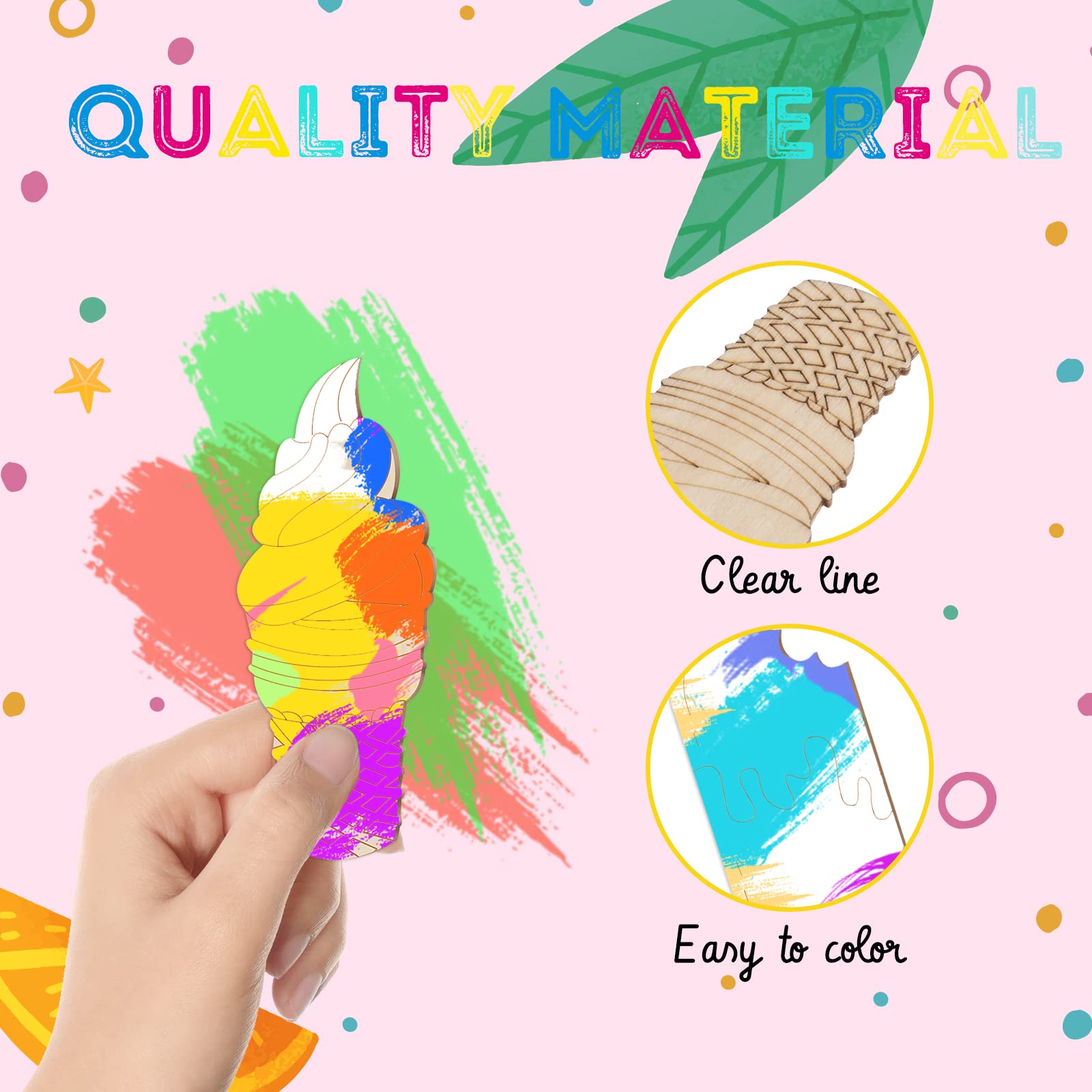 Unfinished Ice Cream Wood Cutouts Summer