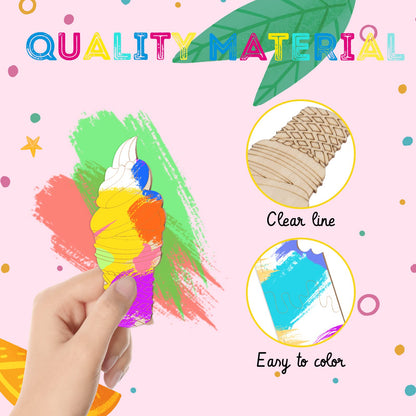 Unfinished Ice Cream Wood Cutouts Summer