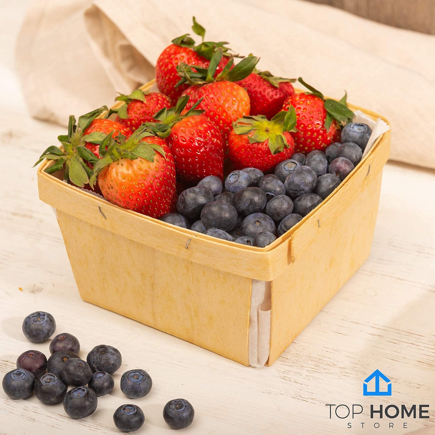 One Quart Wooden Gift Baskets (10 Pack); for Picking Fruit
