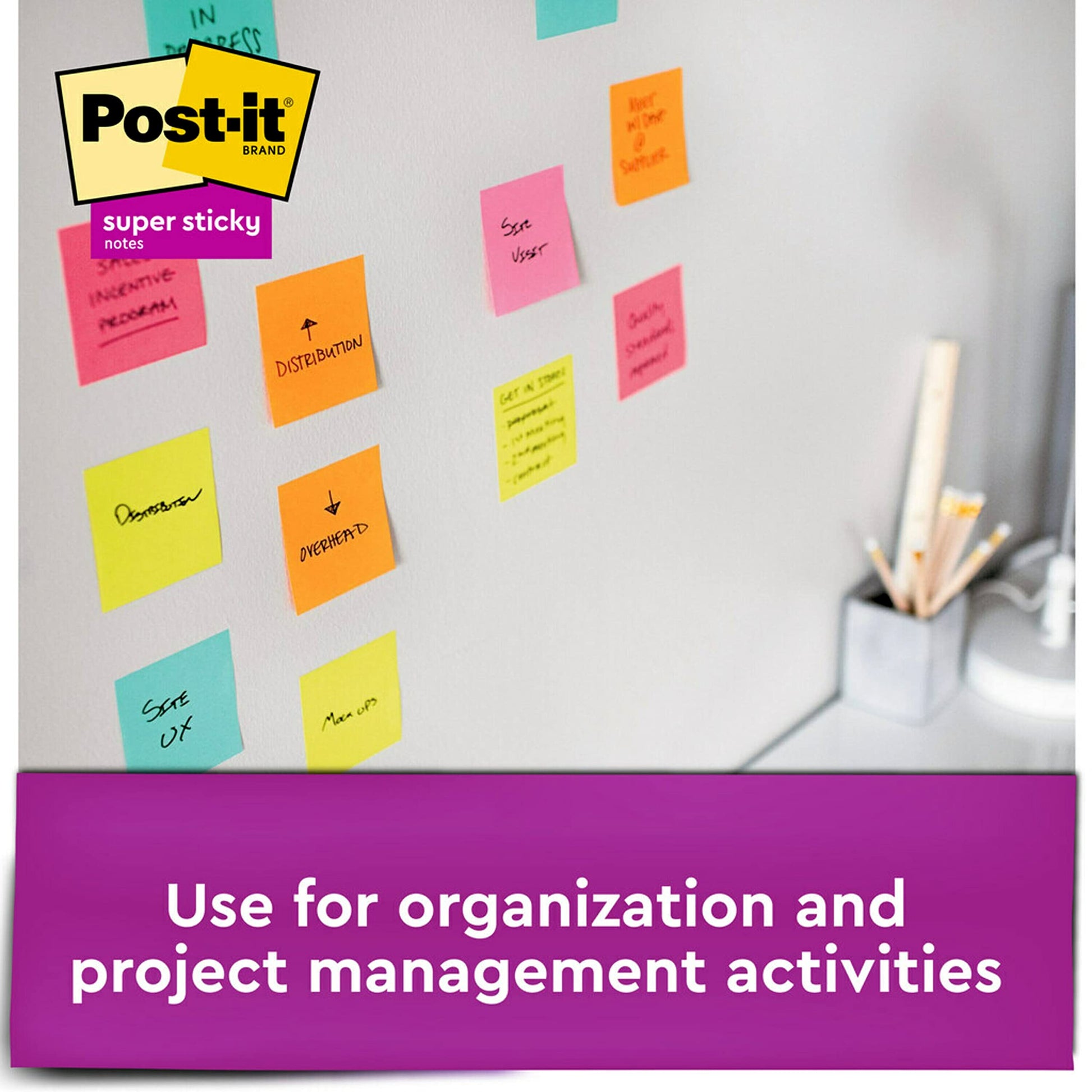 Post-it Super Sticky Notes, 3×3 in, 24 Pads/Pack, 70 Sheets/Pad